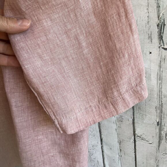 Antibes Blanc Womens Linen Popover Top Size 1X Lagenlook Collared Coastal Beachy - Picture 4 of 10